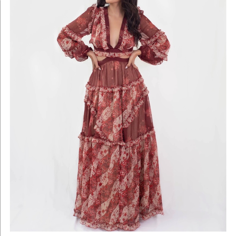 Amber Long Sleeve Maxi Dress Burgundy